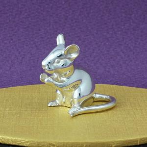 干支置物（銀製）鼠・ねずみ・ネズミ 子鼠 二匹 : 京都工芸舎 Yahoo!店