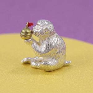置物 干支(銀製)申・猿・さる・サル 福鈴猿の詳細画像1