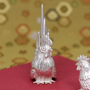 置物 干支(銀製)酉・鶏・にわとり・ニワトリ ...の詳細画像2