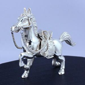 置物 干支(銀製)午・馬・うま 爽快馬 鞍・鐙...の詳細画像1