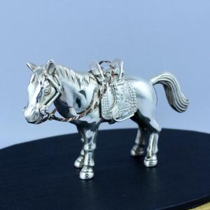 置物 干支(銀製)午・馬・うま なごみ馬 鞍・...の詳細画像1