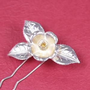 簪・かんざし(銀製) 椿・つばき・ツバキ 金彩色入の商品画像