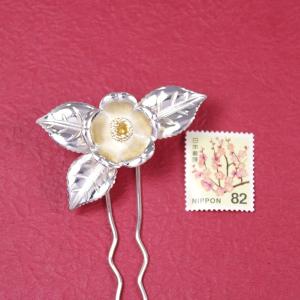 簪・かんざし(銀製) 椿・つばき・ツバキ 金彩色入の詳細画像5