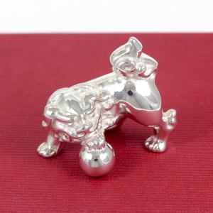 置物(銀製)獅子・狛犬・こまいぬ 躍動 豆の詳細画像1