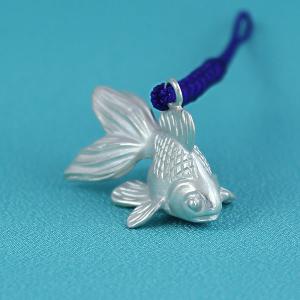根付(銀製)金魚・きんぎょ・キンギョ 大の詳細画像1