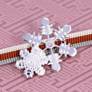 帯留（銀製）雪の結晶 雪華・ゆきはな 二華 A キュービックジルコニア石入