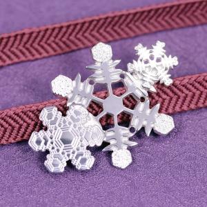 帯留（銀製）雪の結晶 雪華・ゆきはな 三華 A