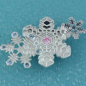 帯留（銀製）雪の結晶 雪華・ゆきはな 三華 B キュービックジルコニア石入