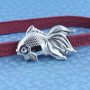 帯留（銀製）金魚・きんぎょ キュービックジルコニア石入
