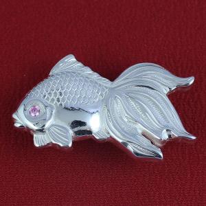 帯留(銀製)金魚・きんぎょ キュービックジルコ...の詳細画像1