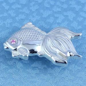 帯留(銀製)金魚・きんぎょ キュービックジルコ...の詳細画像2