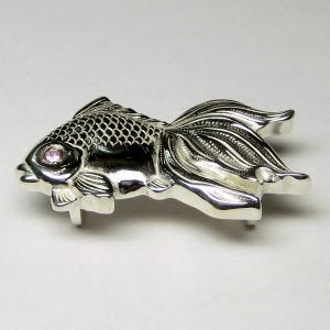 帯留(銀製)金魚・きんぎょ キュービックジルコ...の詳細画像3