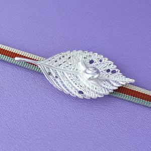 帯留（銀製）紫陽花葉に蝸牛・かたつむり