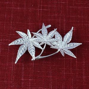 帯留(銀製)紅葉・もみじ・モミジ 三葉の詳細画像1