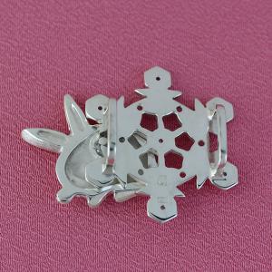 帯留(銀製)雪の結晶 雪華に兎 A ルビー・キ...の詳細画像4