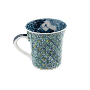 京焼・清水焼 色絵間取牡丹山水捻湯呑 加藤雲泉（雲泉窯） : 京焼