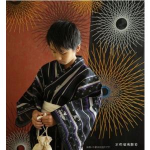 男の子 浴衣(ゆかた)単品 【クラシック】黒×紫 こども用 ...