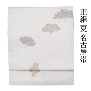 名古屋帯 正絹 夏 仕立て上がり 夏帯 絽 黒 ウロコ 鱗柄 新品 未使用