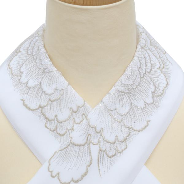 半衿 刺繍 振袖 袴 半襟 白地 シルバー ゴールド 金 銀 牡丹 花柄 優しい銀色 刺繍衿 シルエ...