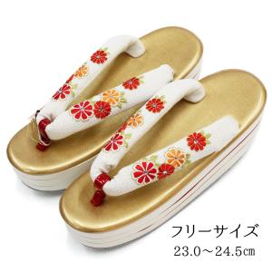 草履 厚底草履 振袖 袴 成人式 卒業式 yumi yumi 桂由美 YUMI KATSURA 白 金 厚底 三段 太鼻緒 フリーサイズ レディース 女性用 着物 和装 履物