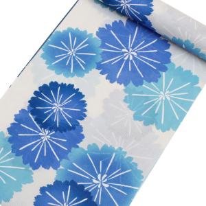 優華壇 浴衣反物 レディース -27B- 濃紺/雪輪紋 東京本染め 注染 綿麻