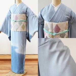 正絹 絽 小紋 仕立て上がり 夏着物 新品 未着用 ライトグレー 薄物