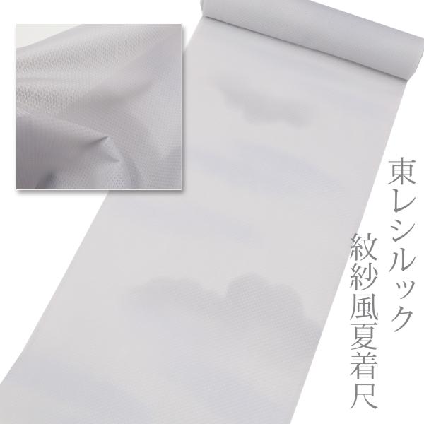 東レ シルック 夏 小紋 反物 紋紗 生地 ライトグレー 霞 かすみ 無地感 単衣 仕立て 誂え 着...