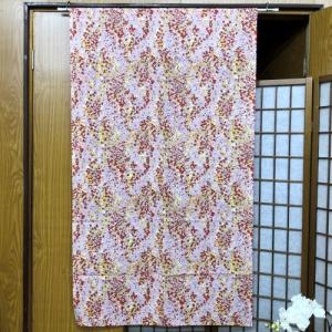 麻のれん 「からすうり」 柿渋染めのれん 手描きのれん のれん 本麻