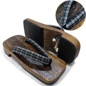 下駄 男物 格子柄 フリーサイズ 焼桐 紳士 ...の詳細画像2