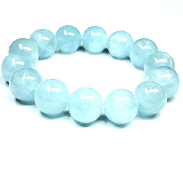 大粒も人気です♪アクアマリン ブレスレット 14ミリ 3月 誕生石 天然石 結婚運を高める 天使の石...