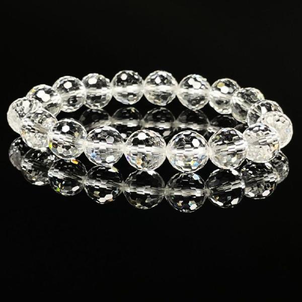 運命を好転させる128 面カット水晶 ブレスレット 10ミリ 4月 誕生石 天然石 運気上昇 厄払い...