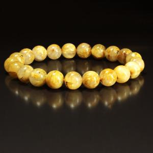 ゴールドルチルクォーツ ブレスレット 8.5mm 17.5cm メンズ M