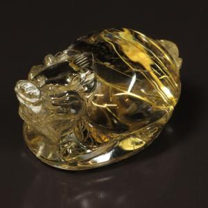 天然石 家運の好転ゴールドルチル クォーツ 龍亀 ロングイ Lng1 / 26g
