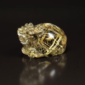 ⭐︎【天然】ゴールド ルチル クオーツ 置物 54mm 221g theory xyz ルチルクォーツ 置物 母岩(結晶)入り ゴールドルチル 原石