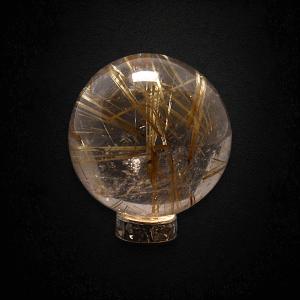 ルチルクォーツ（針水晶）原石 スフィア 丸玉 風水天珠堂 220115-8