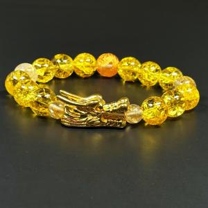 パワーストーン ブレスレット 天然石 黄金彫り水晶 四神獣 風水 運気