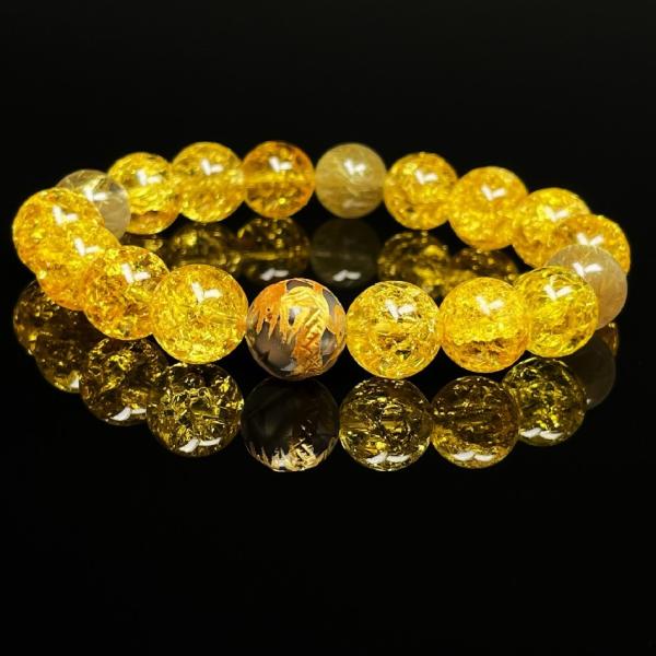 勝負運を招き寄せる 10ミリ 金彫皇帝龍ドラゴンアゲート シトリンクラック ゴールドルチルブレスレッ...