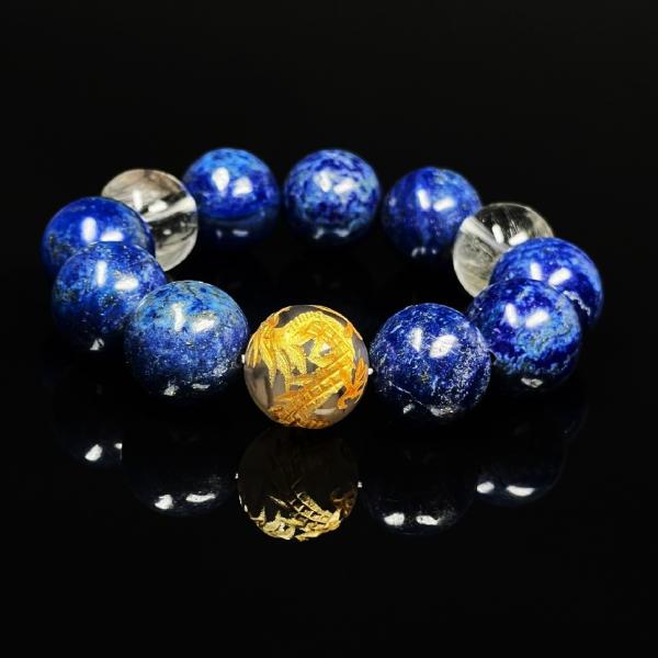 判断力を高める!! 16ミリ 皇帝龍ドラゴンアゲート ラピスラズリ プラチナルチルブレスレット 最強...