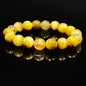 ゴールドルチルクォーツ ブレスレット 12.5mm 19cm メンズL レディース
