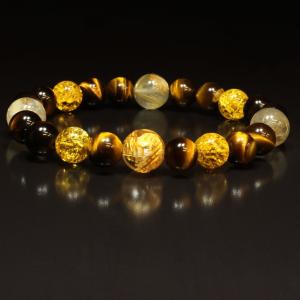 イエロータイガーアイ ルチルクォーツ 水晶 ブレスレット 8mm 18cm