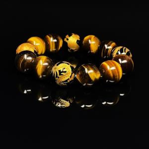 パワーストーン ブレスレット 天然石 黄金彫り水晶 四神獣 風水 運気