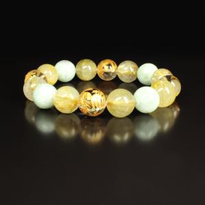 相性抜群の組み合わせ 太陽放射ルチル タイガーアイ 天然石 ネックレス