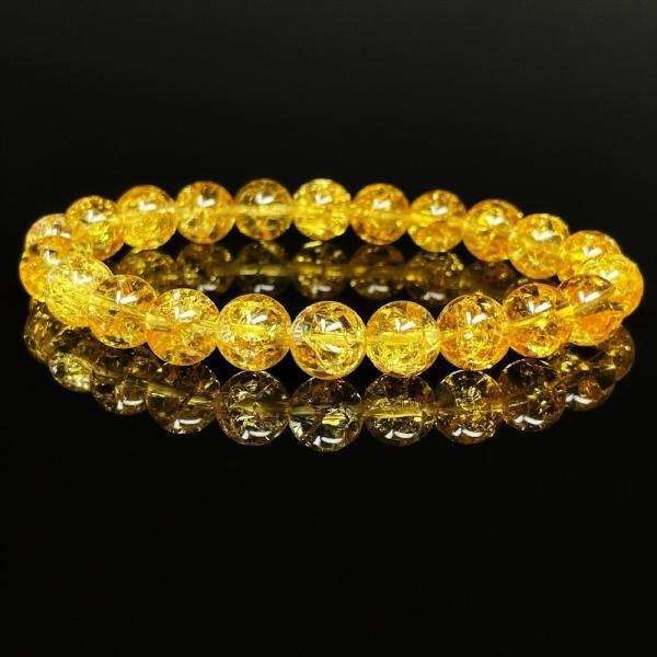 8ミリ 最強金運 アップをもたらす 天然石 シトリン クラック ブレスレット メンズ レディース プ...