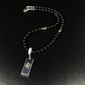 ポイント10倍 オラオラ系 数珠ネックレス 手彫り加工 水晶&大梵字