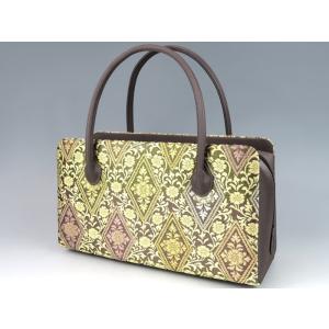 和装バッグ 利休バッグ 花しおり 正絹 金 ゴールド マルチカラー