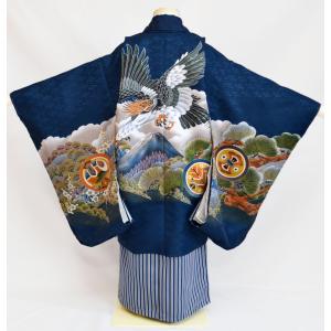 七五三 着物 男の子 袴 セット お祝い着 5歳羽織袴 フルセット 鷹柄 黒