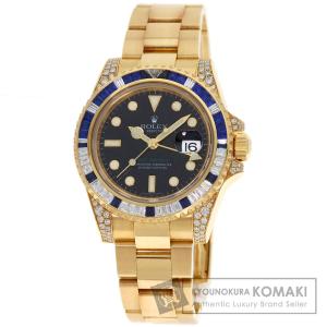 ROLEX ロレックス 116758SA GMTマスター2 バゲットダイヤモンド サファイア 腕時計 K18イエローゴールド K18YG メンズ 中古