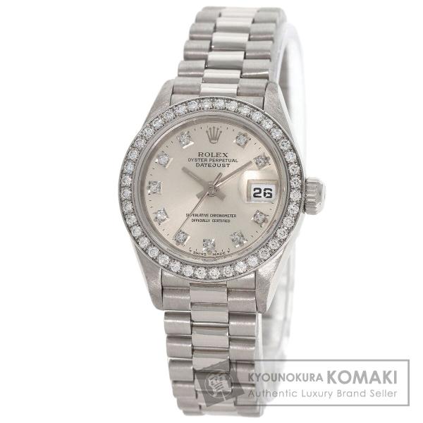 ROLEX ロレックス 69136G デイトジャスト 10P ベゼル ダイヤモンド 腕時計  プラチ...