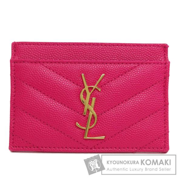 YVES SAINT LAURENT イヴ・サンローラン ロゴ カードケース レザー レディース 中...