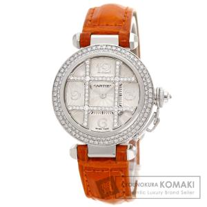 CARTIER カルティエ WJ105741 パシャ32mm グリッド ダイヤモンド 腕時計 K18ホワイトゴールド アリゲーター ダイヤモンド レディース 中古